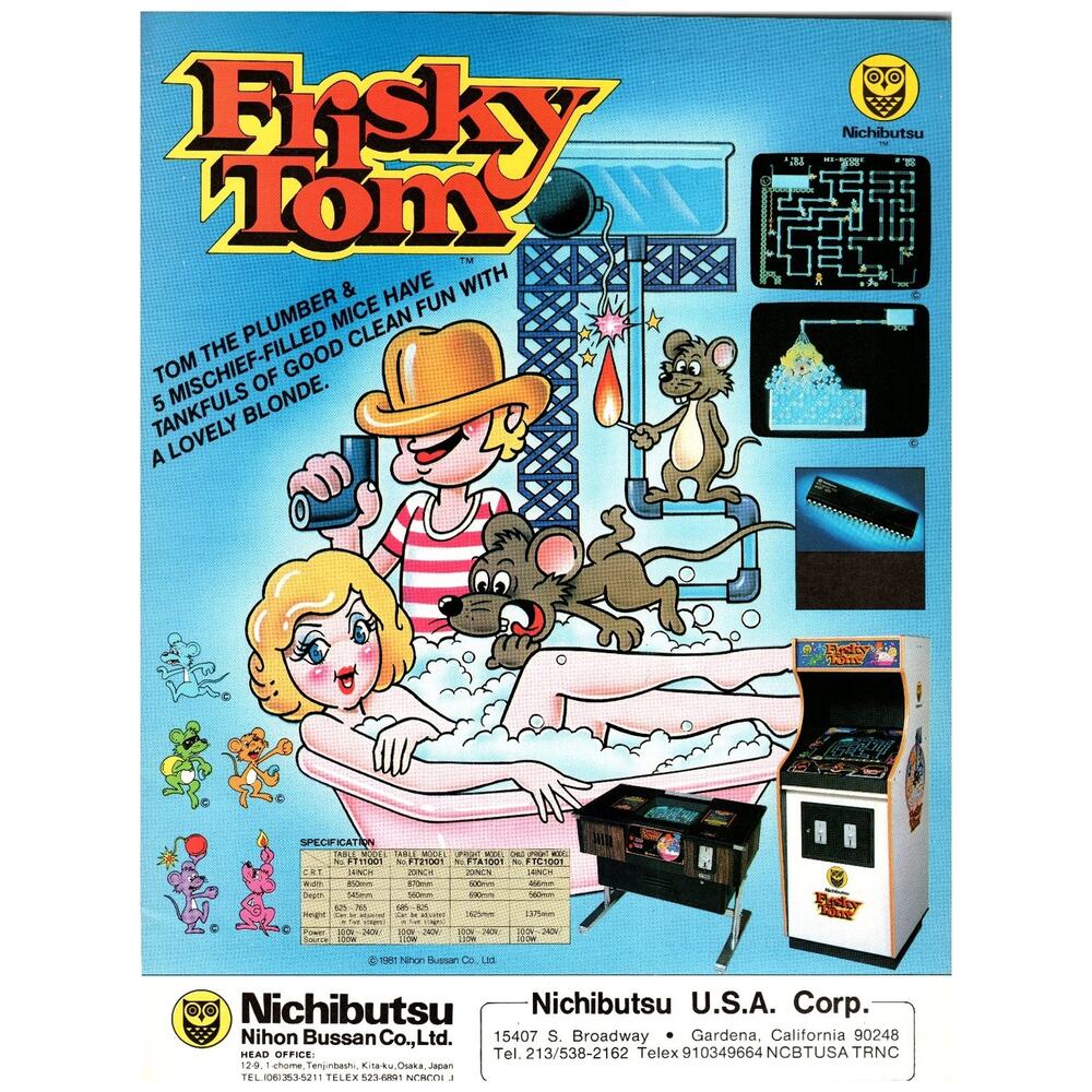 Nichibutsu Frisky Tom Arcade Game Ad 1981 Video Game Retro